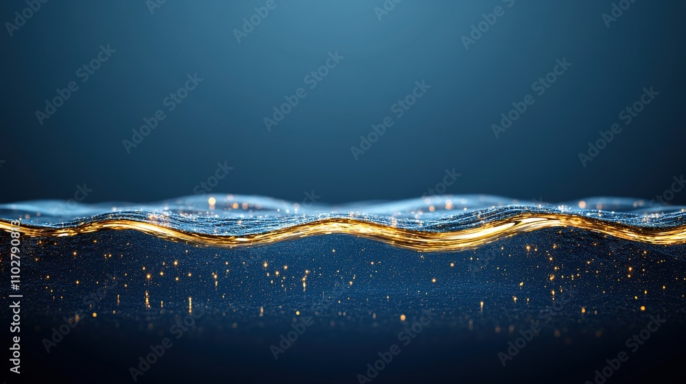 Poster stunning close-up of water surface with golden reflection and soft bokeh effect surrounded by an eth