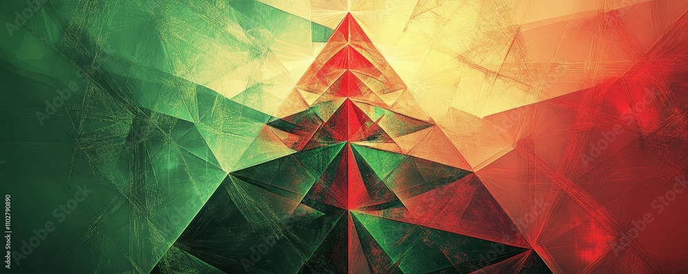 Poster abstract festive tree with overlapping triangles