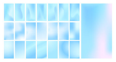 Obraz premium Winter Gradient Background. Minimalist vector illustration. Soft blur card. Pastel abstract poster for social media or website design. Set of Modern wallpaper Templates.