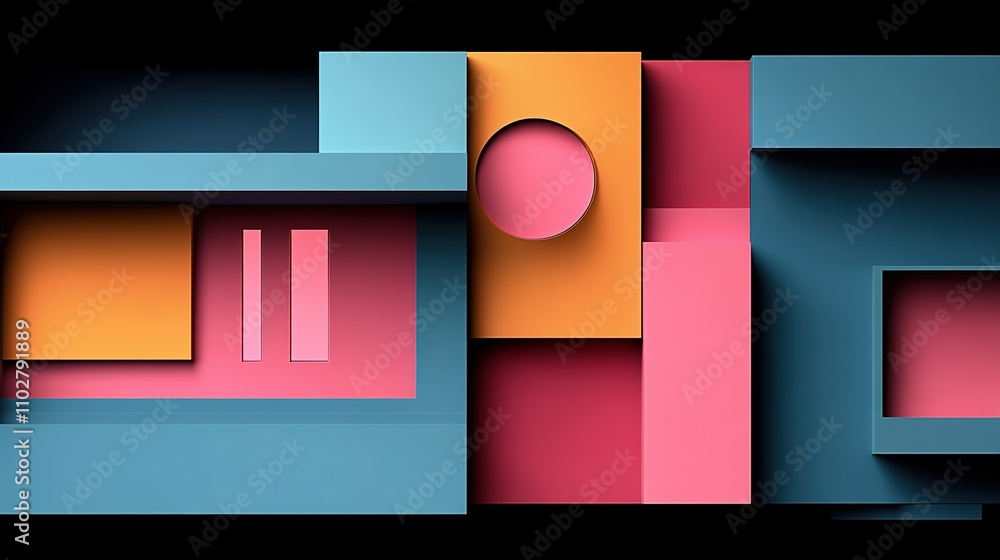 Poster abstract geometric shapes in vibrant colors and creative layout for modern design applications and c