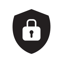 security shield lock icon flat vector illustration