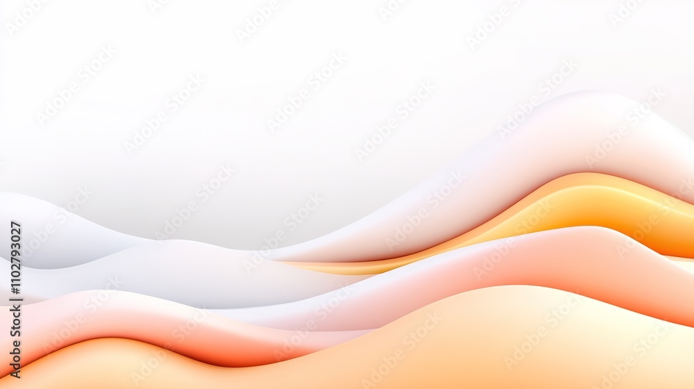 Poster soft flowing abstract waves in gradient colors creating a serene and calming background for various 
