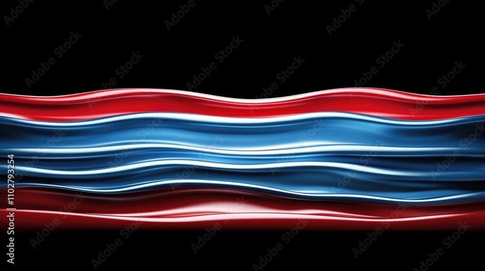 Poster abstract waves of colorful red and blue in smooth flowing patterns against a dark background for art