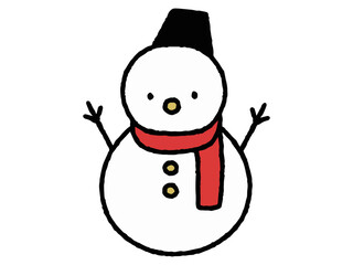 雪だるまのシンプルでかわいい手描きイラスト