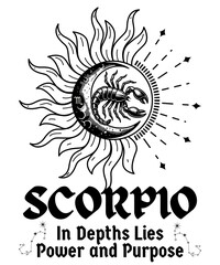 Dive into the intensity of Scorpio with this mysterious and empowering design. 
