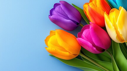 Obraz premium Vibrant Spring Tulips Bouquet Colorful Flowers Macro Shot Nature Photography