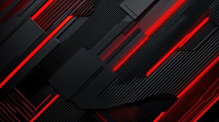Abstract Red and Black Geometric Design: A Futuristic Digital Art