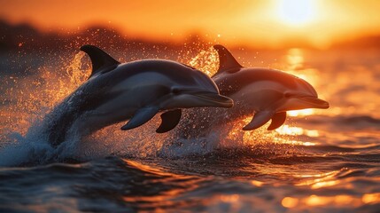 dolphin jumping at sunset © Polina