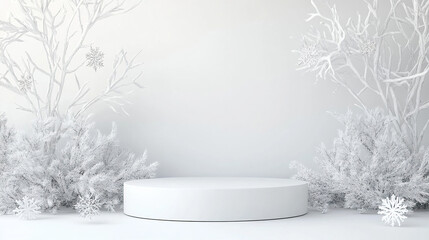 white snow podium background