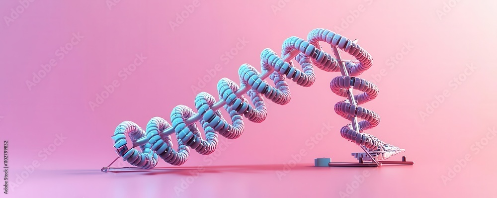 Poster a colorful, spiraling structure against a gradient background, showcasing a blend of modern design a