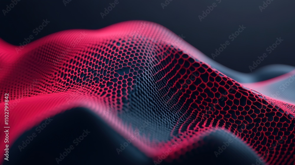 Poster abstract modern graphic illustration featuring a stunning red and black mesh pattern, showcasing dyn