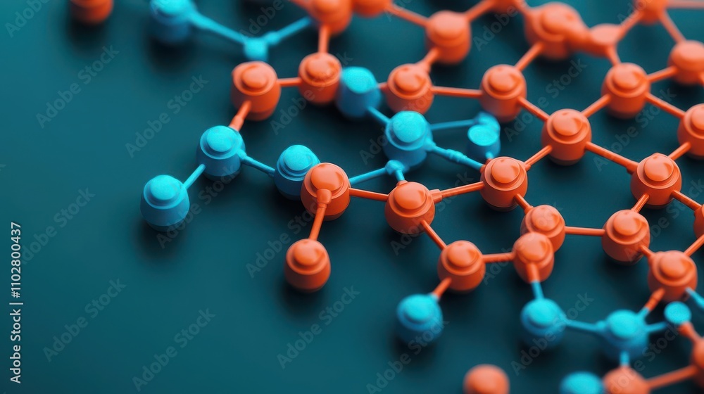 Poster a vibrant, abstract representation of interconnected nodes in orange and blue, symbolizing networks 