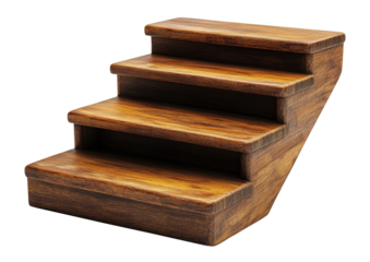 Wood staircase isolated on transparent background