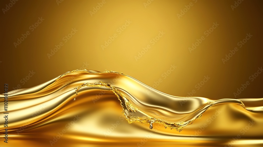 Poster luxurious golden waves undulating gracefully over a soft background with sublime shine and depth, pe