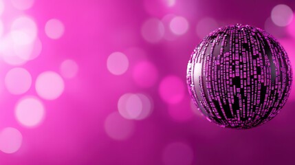 Obraz premium Abstract Digital Sphere Surrounded by Soft Pink Lights and Bokeh Effects Representing Technology and Innovation in a Contemporary Artistic Style