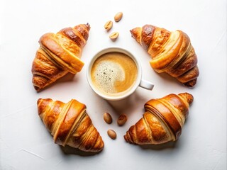 Coffee Croissant Love: Modern Aerial Photography Illustration