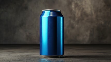 Blue Aluminum Can on Dark Background