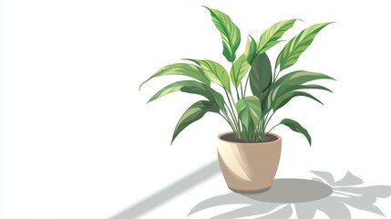 Fototapeta premium Realistic illustration of a potted plant with shadows isolated on a white background