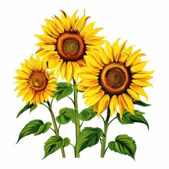 Obraz premium the AI Image Generator, Sunflower Bouquet with Green Leaves