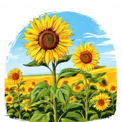 Obraz premium the AI Image Generator, Sunflower Bouquet with Green Leaves