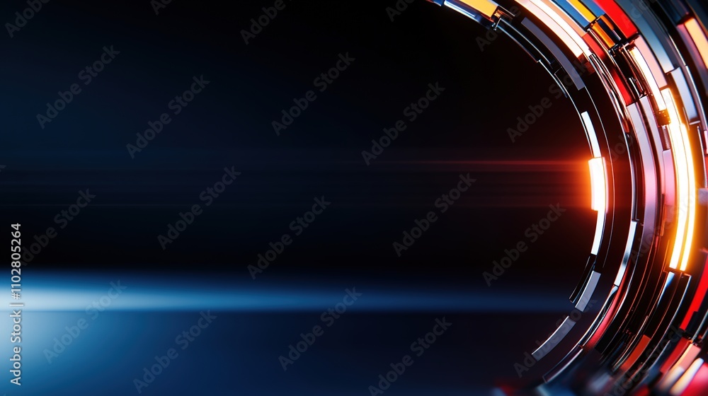 Poster abstract futuristic design with glowing colors, smooth lines, and motion effects creating a dynamic 