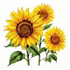 Obraz premium the AI Image Generator, Sunflower Bouquet with Green Leaves