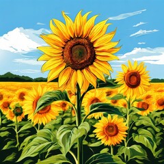 Obraz premium the AI Image Generator, Sunflower Bouquet with Green Leaves