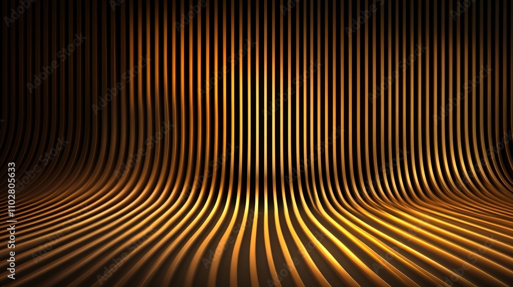 Poster abstract golden waves with smooth lines creating a dynamic textured background suitable for elegant 