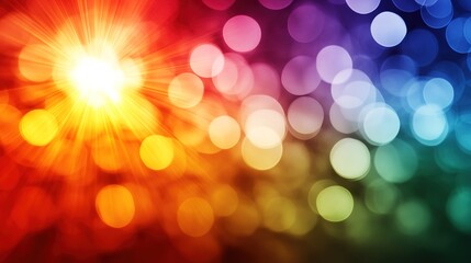 Obraz premium Vibrant Bokeh Background with Vivid Colors Radiating Light in a Stunning Abstract Design for Creative Projects and Artistic Displays