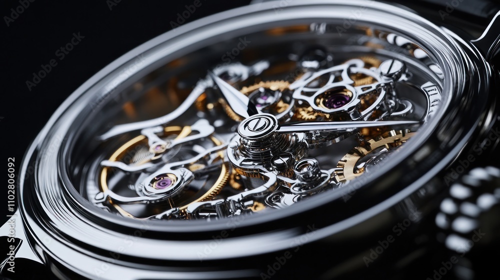 Poster a close-up of a mechanical watch showcasing intricate gears and craftsmanship.