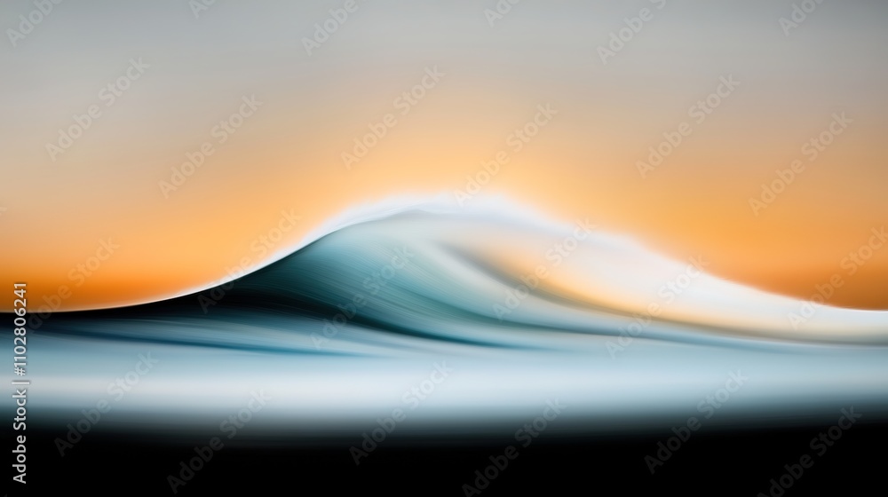 Poster Serene Abstract Wave Form with Gentle Curves and Soft Color Gradients at Sunset Enhancing Tranquility and Calmness in Natural Seascape Imagery