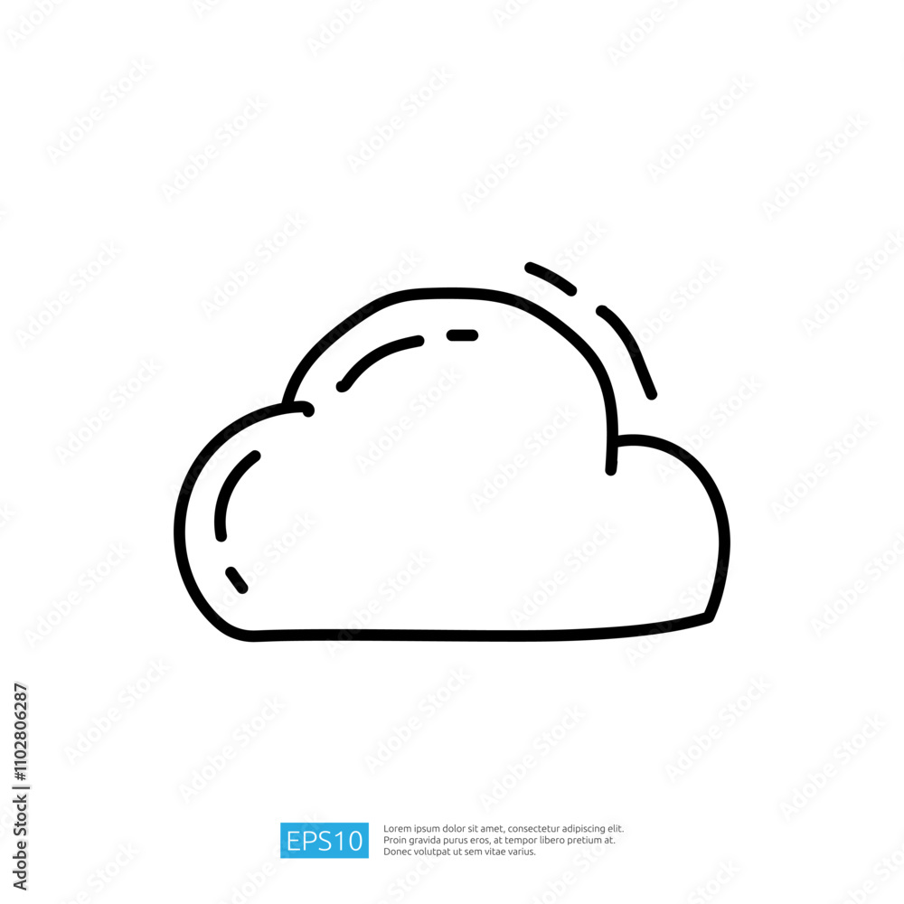 Aufkleber a simple line drawing of a cloud, illustrating a basic and minimalist design.
