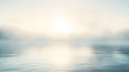 Fototapeta premium Serene Sunrise Over Foggy Calm Water