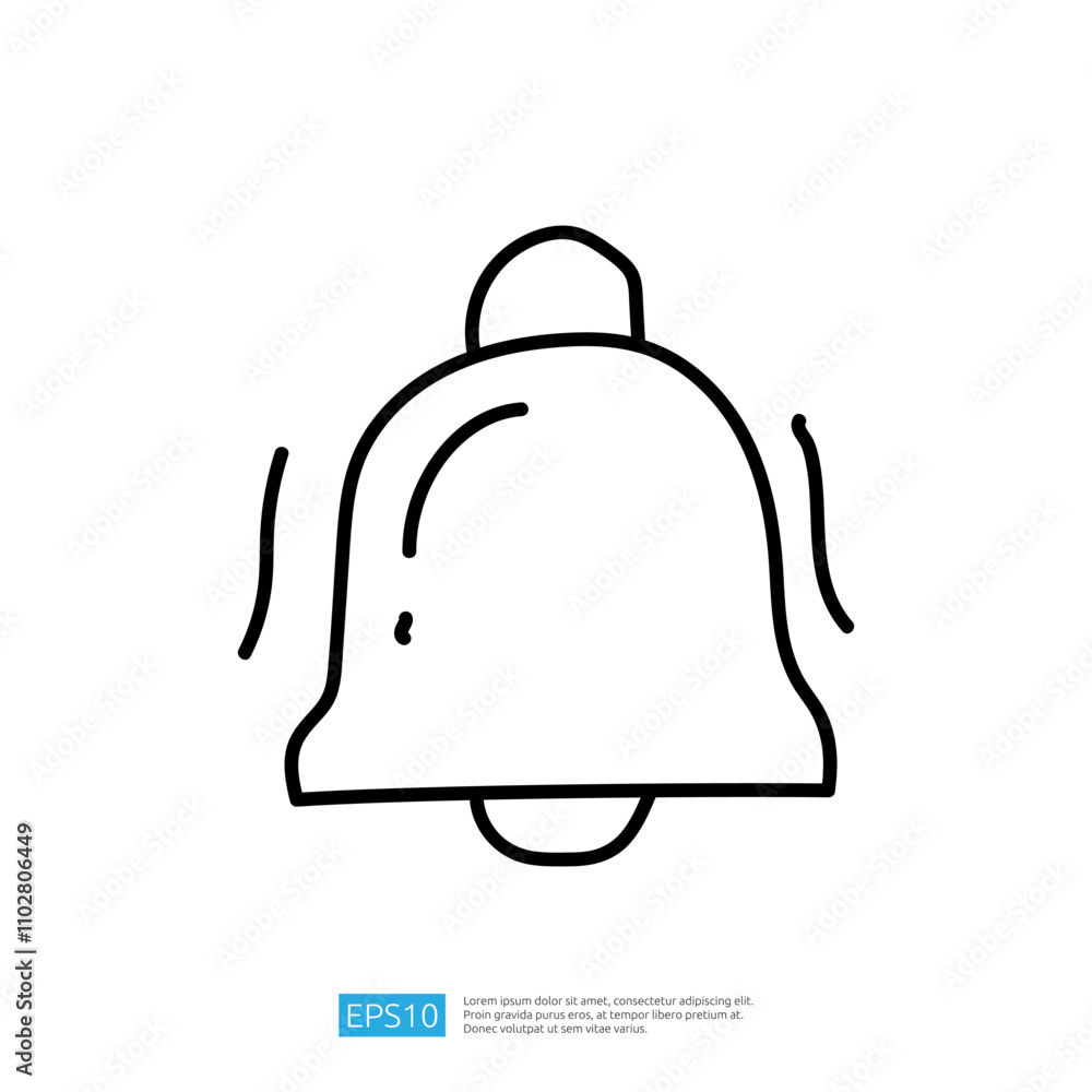 Poster a simple line drawing of a bell, symbolizing alertness or notification, often used in various applic