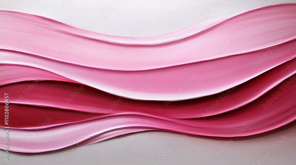 Poster abstract waves in warm pink tones with smooth curves creating a calming and harmonious aesthetic for