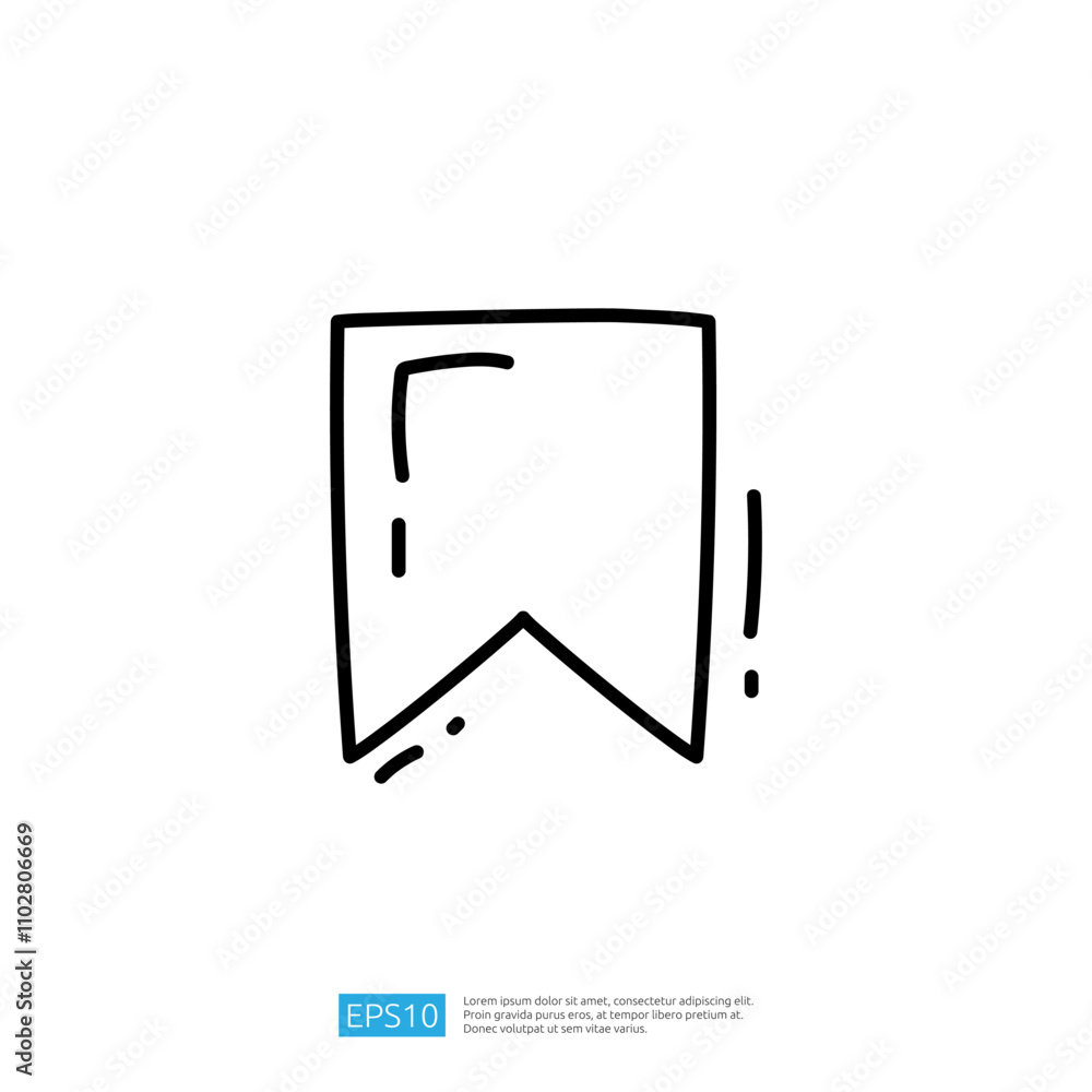Aufkleber the image features a simple, hand-drawn bookmark shape, emphasizing a minimalist design suitable for