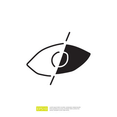 The image features a stylized eye graphic, split into two contrasting halves, suggesting themes of perception or vision.