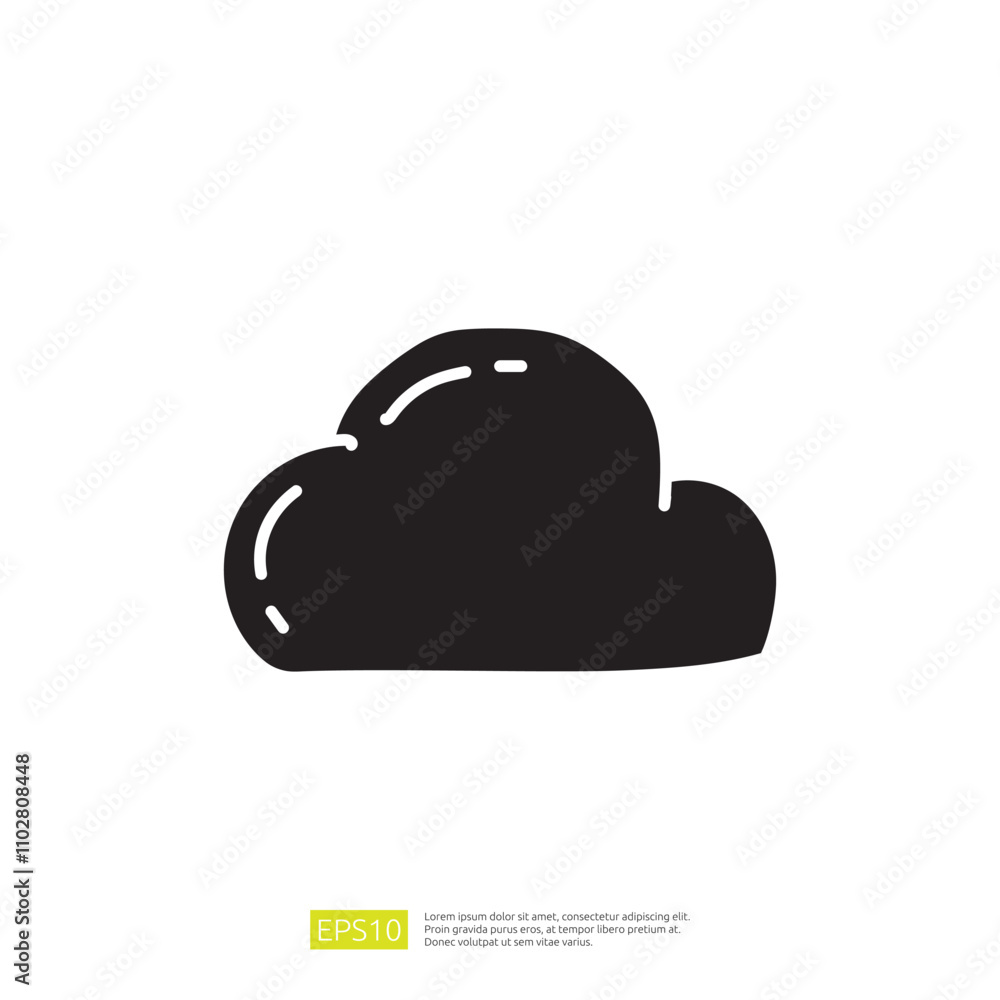 Aufkleber a simple black silhouette of a cloud, designed for graphic use, emphasizing minimalism and versatili
