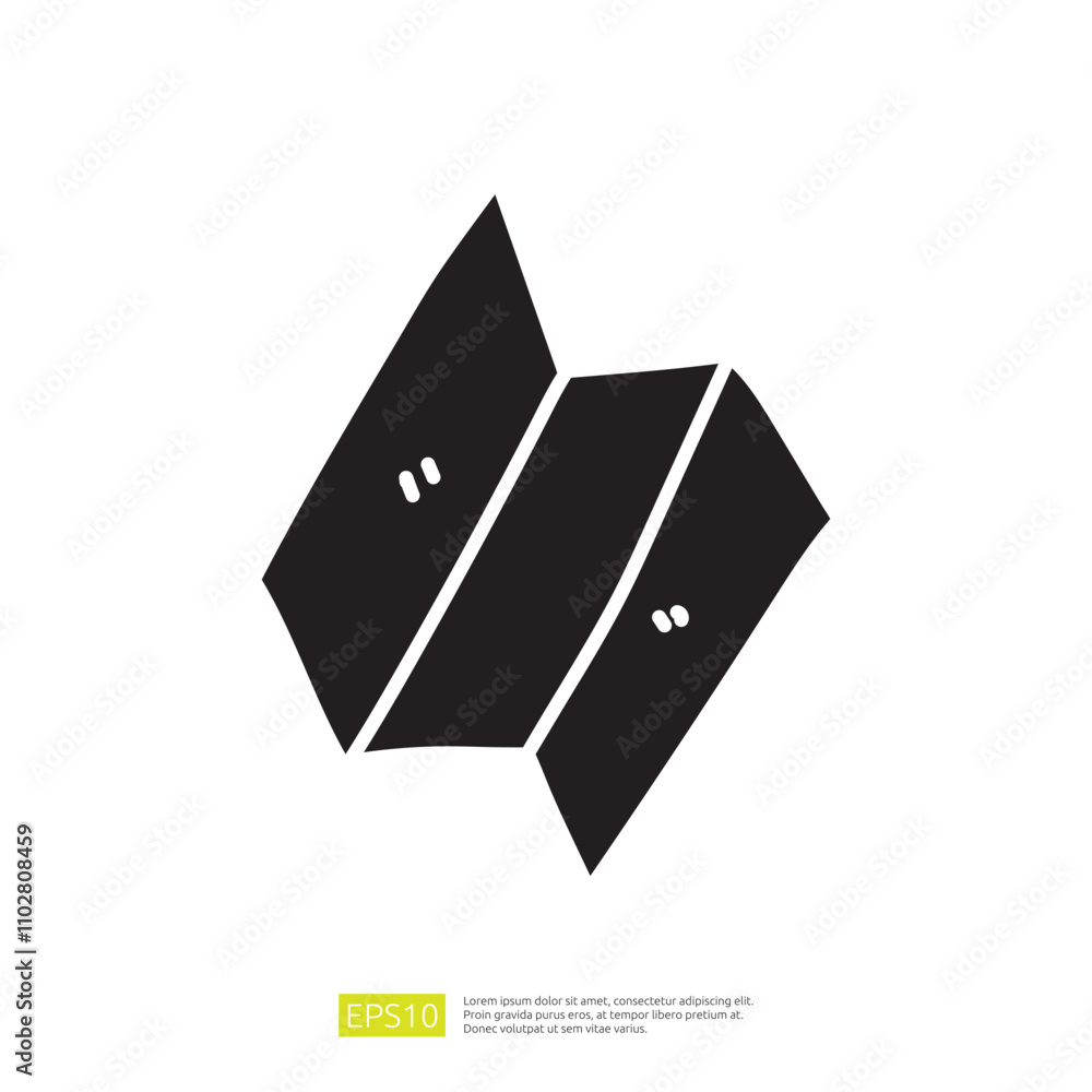 Poster this image features a stylized, abstract representation of two overlapping shapes, resembling folded