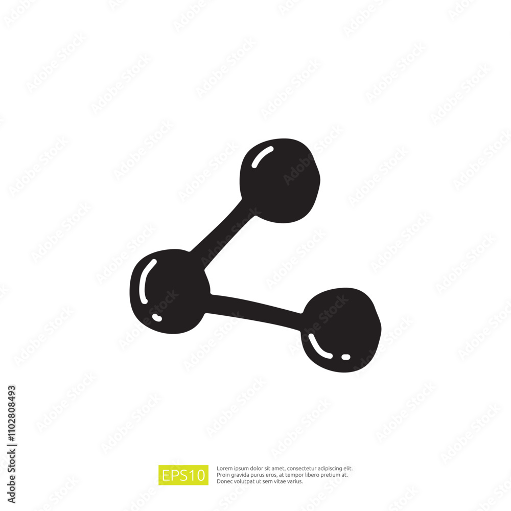 Poster a simple black silhouette of a molecular structure, representing connections and interactions in sci