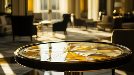 Obraz premium Elegant Stained Glass Tabletop in Sunlit Living Room