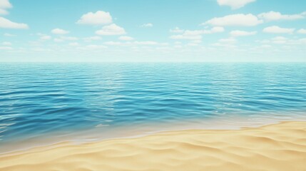 Fototapeta premium Serene Ocean View with Gentle Waves and Clear Blue Sky, Perfect for Beach-Related Projects, Travel Promotions, and Vacation Inspiration