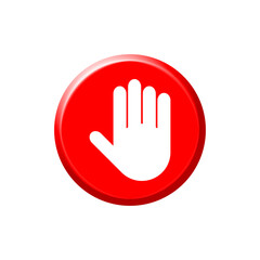 red stop sign hand icon for warning danger alert