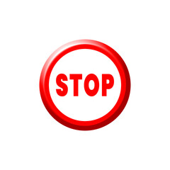 stop sign 3d circular icon isolated on white 