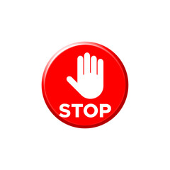 Obraz premium Red Stop Sign with Hand Symbol for Attention and Safety Alert