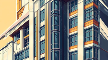 Obraz premium An art deco style building from the with a geometric art deco background. generative ai. Deco. Illustration