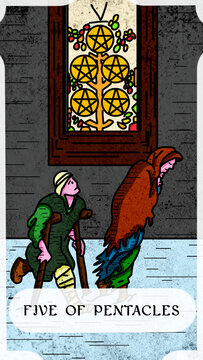 Tarot card five of pentacles