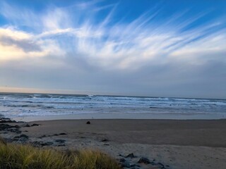 Sunset Behind an Approaching Storm in Bandon Oregon