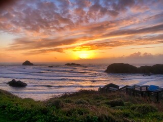 Sunset in Bandon on the Southern Coast of Oregon.