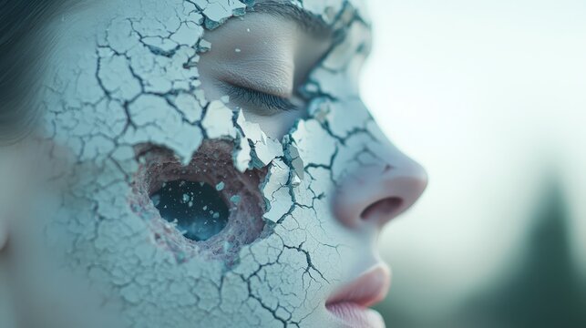 Surreal Face Art  Cracked Skin  Inner Transformation  Self Disclosure  Abstract Portrait